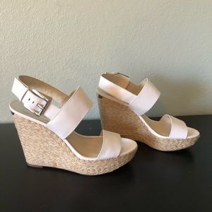 MICHAEL KORS White Hemp Platform Sandal Wedge